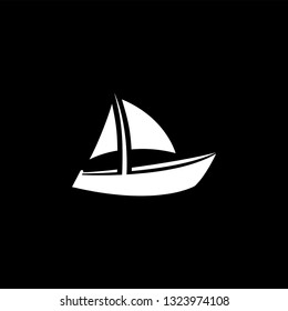 Boat Icon On Black Background. Black Flat Style Vector Illustration.