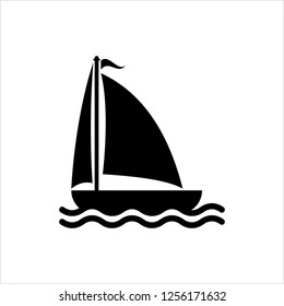 Boat Icon, Boat On Water Icon Vector Art Illustration