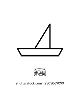 boat icon outline editable stroke vector illustration eps