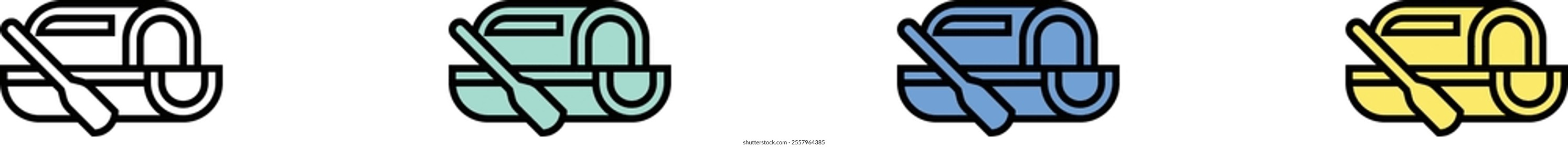 boat icon. Outline, Green, Blue and Yellow Style Design Isolated On White Background