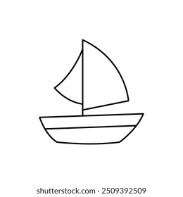 boat icon. Outline style design isolated on white background