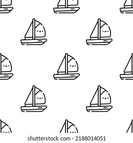 boat icon pattern. Seamless boat pattern on white background.
