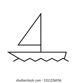 boat icon with a sail to the sea on a white background