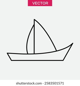 Boat icon, sail icon, ship or yacht icon, simple linear illustration for web and app..eps