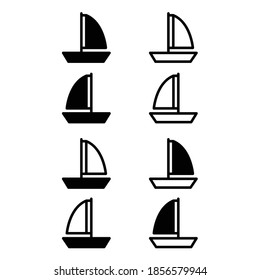 Boat icon set in 8 style