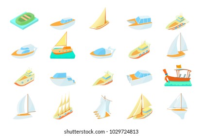 Boat icon set. Cartoon set of boat vector icons for web design isolated on white background