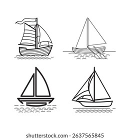 Boat icon set vector illustration