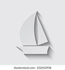 Boat icon with shadow on a grey background