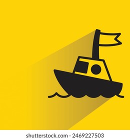 boat icon with shadow on yellow background