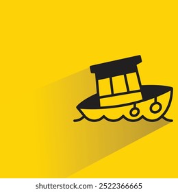 boat icon with shadow on yellow background