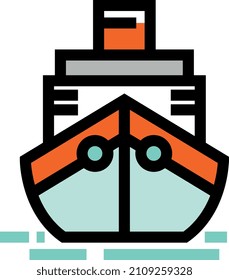 Boat icon. Ship front view. Steamship symbol