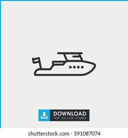 boat icon. Simple outline boat vector icon. On white background.