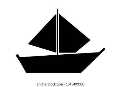Boat, icon. Summer vector icon Black Thin flat Symbol of Tourism for Web and App development Isolated on White Background. Vector