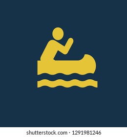 boat icon, boat symbol. Flat vector sign isolated on blue background. Simple vector illustration for graphic and web design.