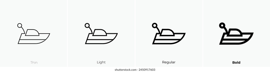boat icon. Thin, Light Regular And Bold style design isolated on white background