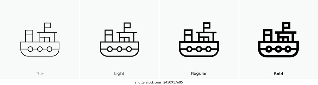 Boot-Symbol. Dünnes, leichtes Regular- und Bold-Design isoliert auf weißem Hintergrund