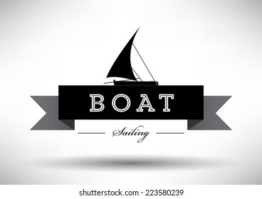Boat Icon with Typographic Design