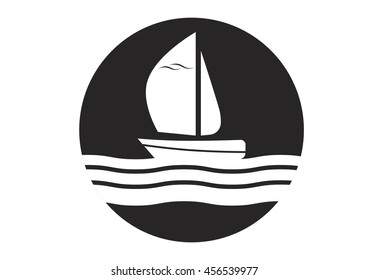Boat icon vector in black and white 