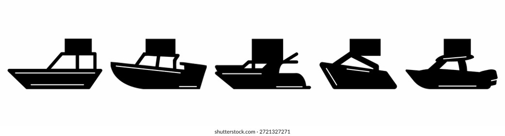 Ícone de barco vetor coleção. Conjunto de projetos de modelo de vetor de ícone de barco. Vetor de estoque.