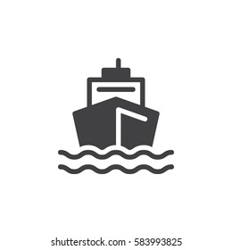 Boat icon vector, filled flat sign, solid pictogram isolated on white. Ship by sea symbol, logo illustration