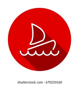 boat Icon Vector Illustration isolated on red background with long shadow. flat icon