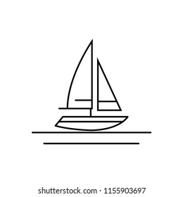 Boat icon. Boat vector, isolated, flat icon.  Linear, outline vector boat icon. Sail, vessel, sailboat, travel.