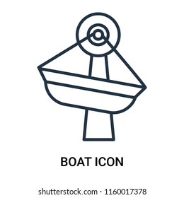 Boat icon vector isolated on white background, Boat transparent sign , outline linear symbol or thin lined pictogram