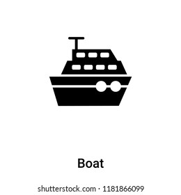 Boat icon vector isolated on white background, logo concept of Boat sign on transparent background, filled black symbol
