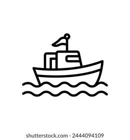 boat icon vector in line style