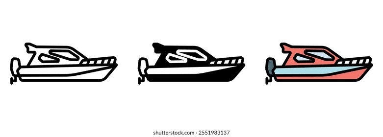 Boat icon is a watercraft designed for transportation, fishing, or leisure, ranging from small rowboats to larger motorized vessels.