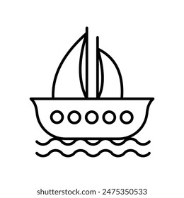 boat icon with white background vector stock illustration