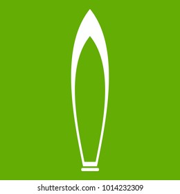 Boat icon white isolated on green background. Vector illustration
