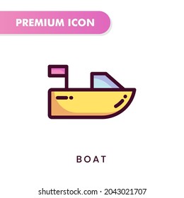 boat icon for your website design, logo, app, UI. Vector graphics illustration and editable stroke. boat icon lineal color design.