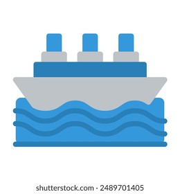 boat icons color or logo illustration flat color style