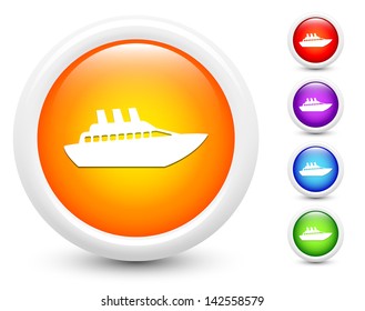 Boat Icons on Round Button Collection Original Illustration