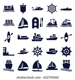 Boat icons set. set of 25 boat filled icons such as boat, helm, cargo ship, ship, harbor, rowing, sail