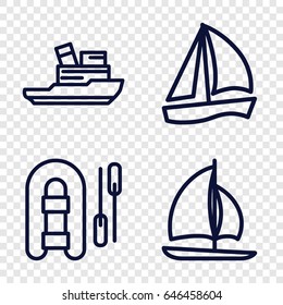 Boat icons set. set of 4 boat outline icons such as