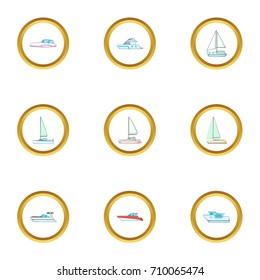 Boat icons set. Cartoon set of 9 boat vector icons for web isolated on white background