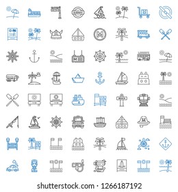 boat icons set. Collection of boat with beach, airship, dive, captain, vehicle, anchor, propeller, sea, subway, pirate, trireme, bus, rudder. Editable and scalable boat icons.