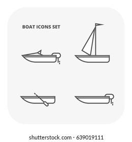 Boat icons set. Flat illustration of 4 ocean water transport vector icons for web