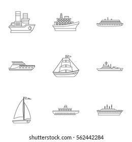 Boat icons set. Outline illustration of 9 boat vector icons for web