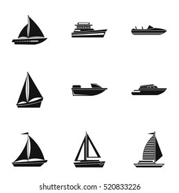 Boat icons set. Simple illustration of 9 boat vector icons for web