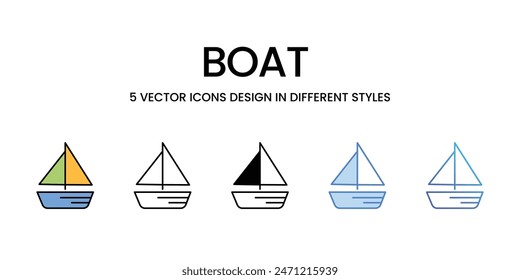 Boat icons vector set stock illustration.