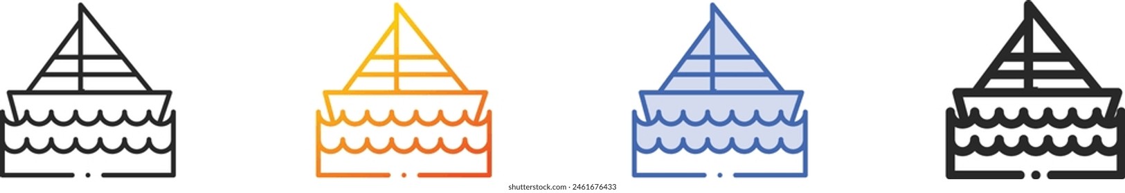 boat icon.Thin Linear, Gradient, Blue Stroke and bold Style Design Isolated On White Background