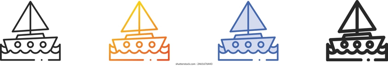 boat icon.Thin Linear, Gradient, Blue Stroke and bold Style Design Isolated On White Background
