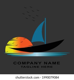 Boat illustration logo design vector