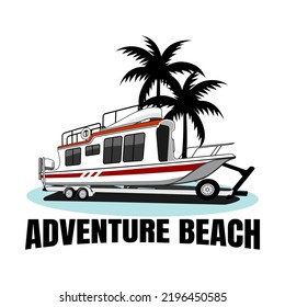 boat illustration logo design vector	