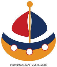 Boat illustration.
Ship vector.
Blue red boat vechicle vector.