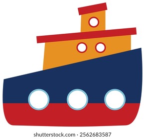 Boat illustration.
Ship vector.
Blue red boat vechicle vector.