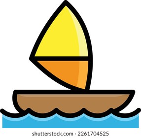 boat ilustration with filled outline